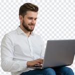 Laptop PNG, Laptop Guy, Technical Guy, Man Using a Laptop PNG, PNG, PNG Images, Transparent Files, png free, png file, Free PNG, png download,
