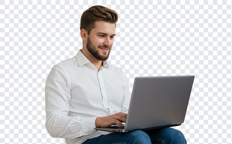 Laptop PNG, Laptop Guy, Technical Guy, Man Using a Laptop PNG, PNG, PNG Images, Transparent Files, png free, png file, Free PNG, png download,