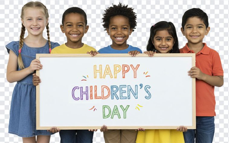 Children Holding Children's Day Board, Different Races, Children's Day Board PNG, Happy Children's Day, Happy Children's Day Board PNG, PNG, PNG Images, Transparent PNG Images, png free, png file, Free PNG, png download,