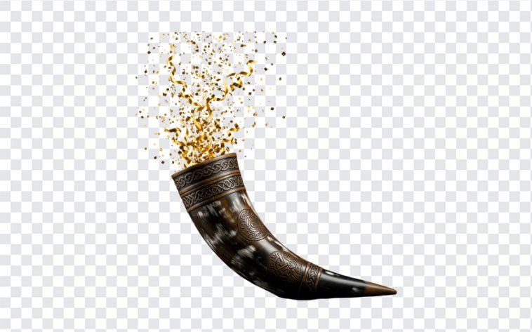 Viking Horn with Gold Confetti, Viking Horn PNG, Viking Horn with Gold, Viking Horn with Gold Confetti PNG, Gold Confetti PNG, PNG, PNG Images, Transparent PNG Images, png free, png file, Free PNG, png download,