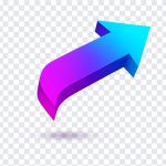 3D arrow design with a sleek look isolated on transparent background