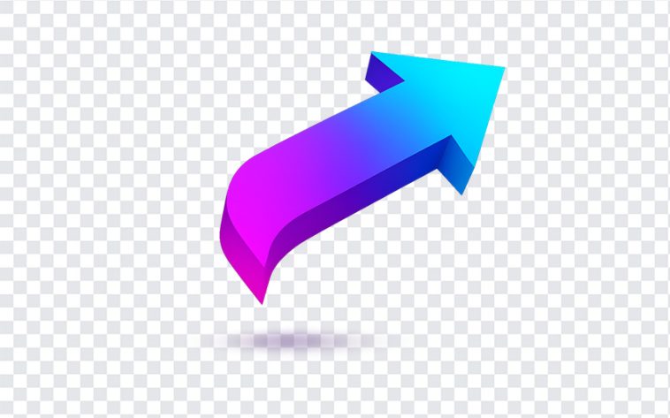 3D arrow design with a sleek look isolated on transparent background