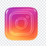 3D glass Instagram logo on a transparent background