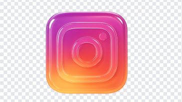 3D glass Instagram logo on a transparent background