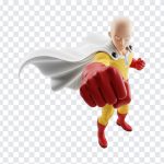 3D One Punch Man Saitama character model isolated on transparent background