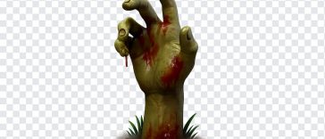 3D zombie hand with blood dripping, realistic texture, perfect for Halloween designs