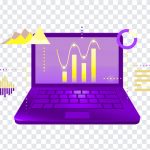 Analyzing graphs with charts and data visualization on a transparent background