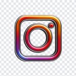 Chrome textured Instagram logo with a modern finish on a transparent background