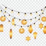 Colorful Diwali lights decoration with vibrant hues and intricate designs on a transparent background