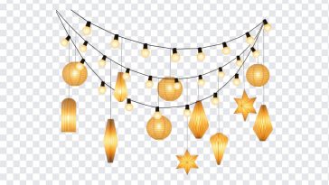 Colorful Diwali lights decoration with vibrant hues and intricate designs on a transparent background