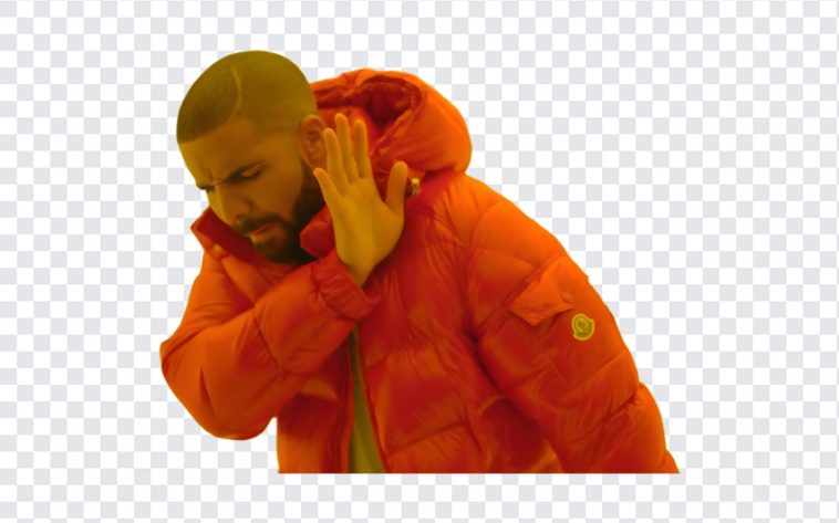 Drake No Meme expression in vibrant colors on transparent background