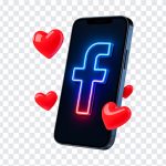 3D Smartphone Facebook Icon, Facebook App Logo on Phone PNG, Social Media Mobile Icon PNG, 3D Facebook App Screen Mockup, Facebook Logo Transparent Phone Image, PNG, PNG Images, Transparent PNG Images, png free, png file, Free PNG, png download,