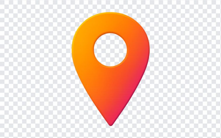 Gradient location pin icon with vibrant colors on transparent background
