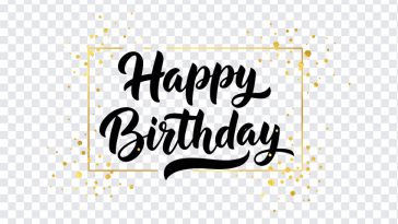 Happy Birthday minimalist calligraphy design on a transparent background for festive celebrations