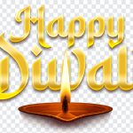 Colorful Happy Diwali diya lamp with intricate designs on transparent background