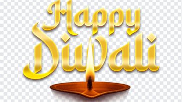 Colorful Happy Diwali diya lamp with intricate designs on transparent background