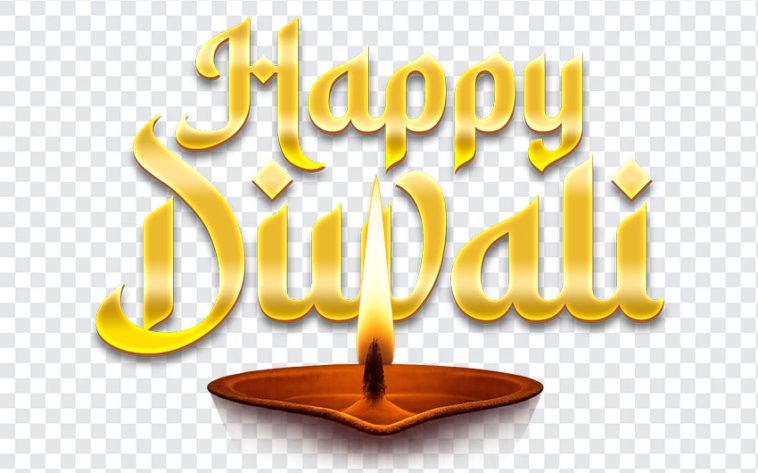 Colorful Happy Diwali diya lamp with intricate designs on transparent background