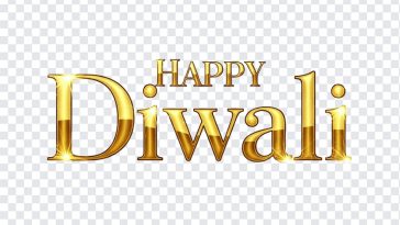 Colorful Happy Diwali text design with decorative elements on transparent background