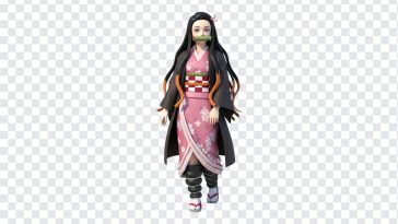 Nezuko Kamado from Kimetsu Yaiba anime in vibrant colors on transparent background