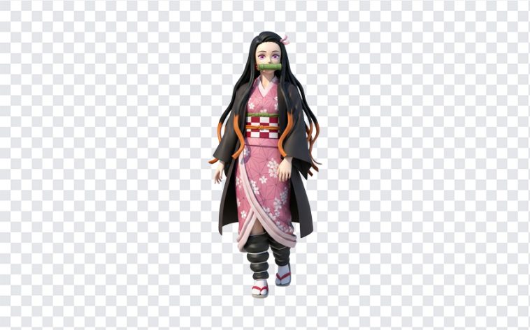 Nezuko Kamado from Kimetsu Yaiba anime in vibrant colors on transparent background