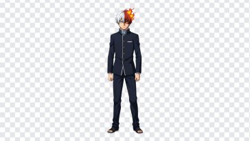 Shoto Todoroki character from My Hero Academia in dynamic pose isolated on transparent background