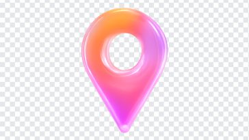 Soft glass location pin icon with a modern design on transparent background