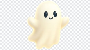 Cute spooky ghost character with a friendly expression on transparent background