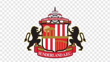 Sunderland AFC logo design featuring a red and white color scheme on a transparent background