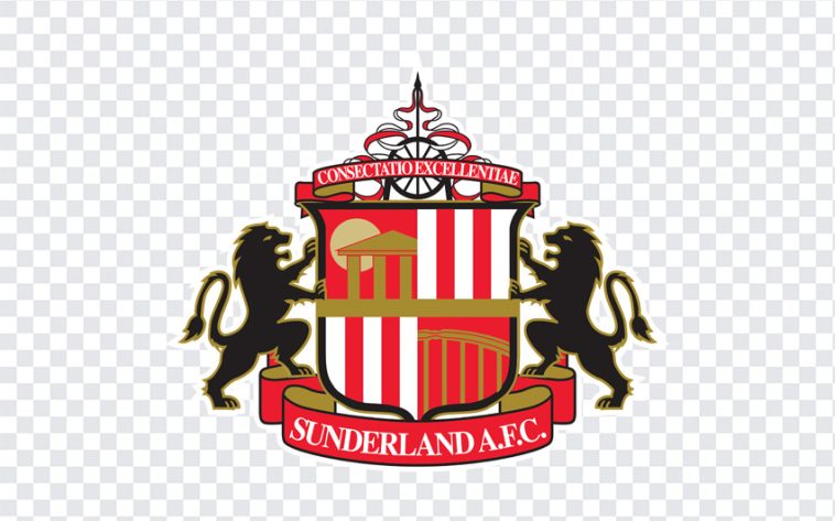 Sunderland AFC logo design featuring a red and white color scheme on a transparent background