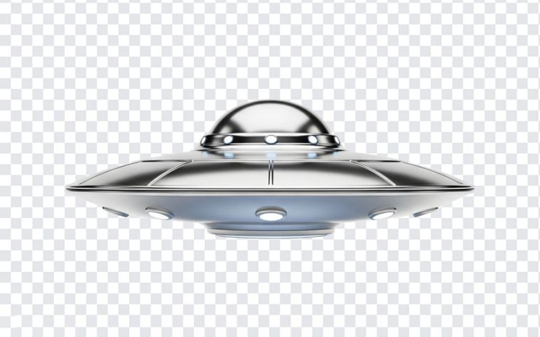 Realistic UFO spaceship design isolated on transparent background