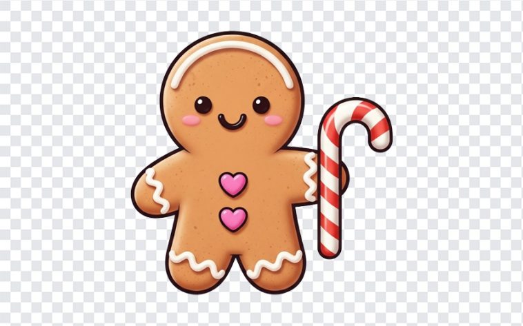 Kawaii Gingerbread Man With Candy Cane, Candy Cane PNG, Kawaii Gingerbread Man With Candy, Kawaii Gingerbread Man With Candy Cane PNG, Gingerbread Man PNG, PNG Images, Transparent PNG Images, png free, png file, Free PNG, png download,