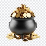 Cauldron Filled with Gold Coins, Cauldron, Gold Coin Cauldron, Cauldron Filled with Gold Coins PNG, Gold Coins PNG, PNG, PNG Images, Transparent PNG Images, png free, png file, Free PNG, png download,
