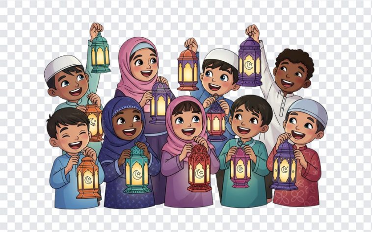 Children Celebrating Ramadan With Lanterns, Ramadan PNG, Ramadan With Lanterns PNG, Celebrating Ramadan, PNG, PNG Images, Transparent PNG Images, png free, png file, Free PNG, png download,