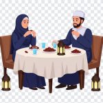 Ramadan Iftar, Ramadan Iftar Couple Breaking Fast With Dates PNG, Ramadan Breaking Fast, Iftar Couple, PNG, PNG Images, Transparent PNG Images, png free, png file, Free PNG, png download,