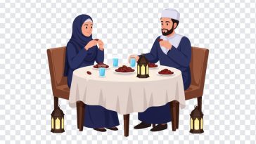 Ramadan Iftar, Ramadan Iftar Couple Breaking Fast With Dates PNG, Ramadan Breaking Fast, Iftar Couple, PNG, PNG Images, Transparent PNG Images, png free, png file, Free PNG, png download,