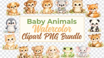 Baby Animals Watercolor Clipart PNG, Watercolor Clipart, Clipart PNG Bundle, Etsy, watercolor nursery animals baby animal clipart bundle Baby Animals Watercolor, PNG, PNG Images, Transparent PNG Images, png free, png file, Free PNG, png download,