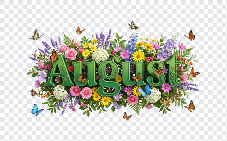 3D Floral August Month Text, 3D Floral August Month, August Month Text PNG, 3D Floral, PNG, PNG Images, Transparent PNG Images, png free, png file, Free PNG, png download,