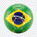 Brazil Flag Soccer Ball PNG with vibrant colors, ideal for sports designs, transparent background PNG.