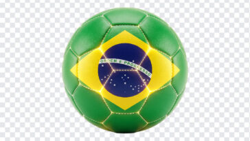 Brazil Flag Soccer Ball PNG with vibrant colors, ideal for sports designs, transparent background PNG.
