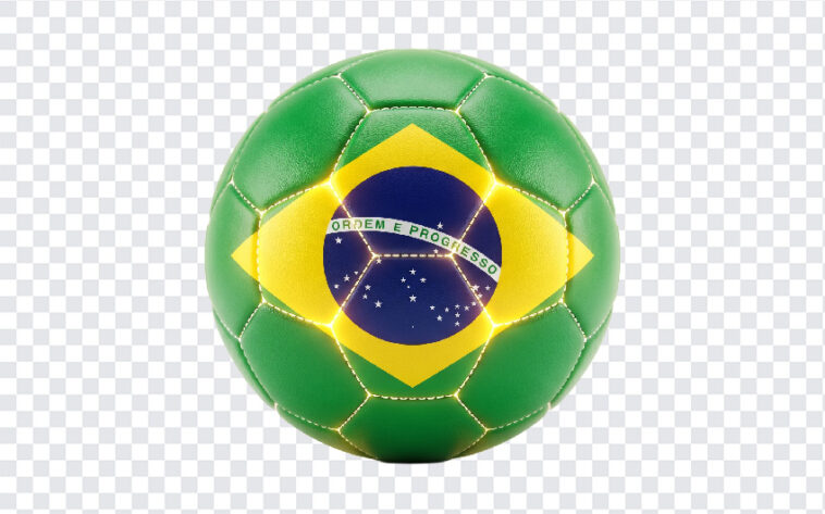 Brazil Flag Soccer Ball PNG with vibrant colors, ideal for sports designs, transparent background PNG.