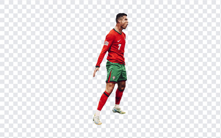 Cristiano Ronaldo SIU Moment Transparent PNG of iconic celebration, sports design, transparent background PNG.