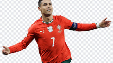 Cristiano Ronaldo Transparent PNG of football player in action pose, perfect for sports designs, transparent background PNG.