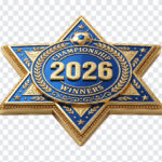 Fifa World Cup 2026 Star Badge PNG with gold and blue design, perfect for sports graphics, transparent background PNG.