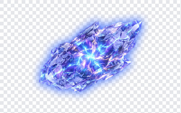Glowing Elemental Crystal Shard PNG with vibrant colors and energy effects, perfect for fantasy designs, transparent background PNG.