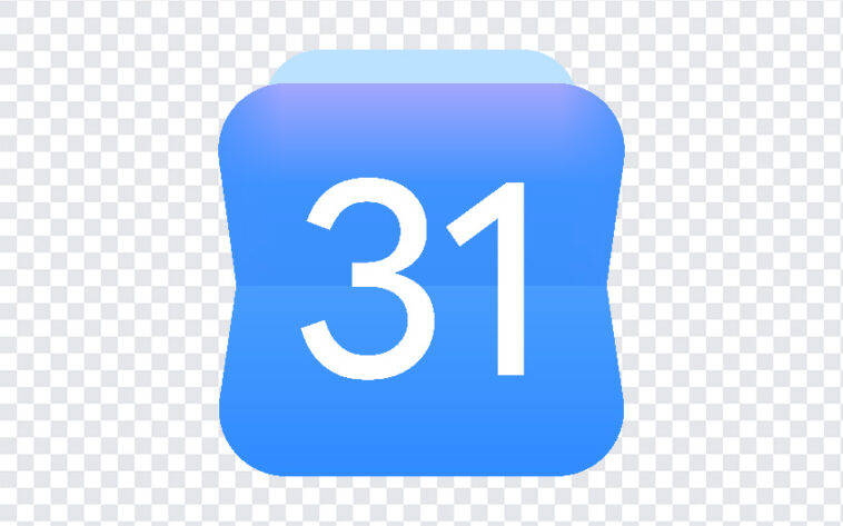 Google Calendar New Icon 2026 PNG in blue gradient style for digital planners, transparent background PNG.
