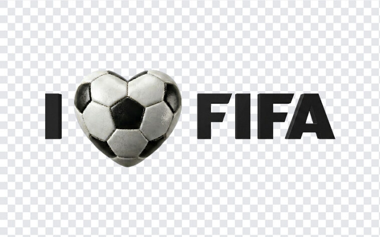 I Love Fifa Transparent PNG featuring a soccer ball heart design, ideal for sports fans, transparent background PNG.