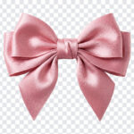 Pink Satin Coquette Bow PNG with elegant design, perfect for crafts and digital projects, transparent background PNG.
