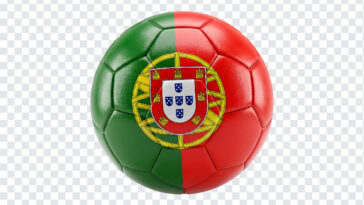 Portugal Flag Soccer Ball PNG featuring a detailed design with a transparent background PNG.