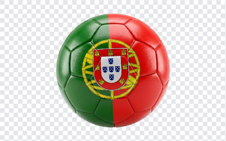 Portugal Flag Soccer Ball PNG featuring a detailed design with a transparent background PNG.
