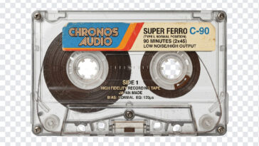 Retro Cassette Tape PNG with vintage design, ideal for nostalgic projects, transparent background PNG.